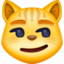 CAT FACE WITH WRY SMILE emoji in Facebook's design style - Unicode 1F63C