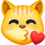 KISSING CAT FACE WITH CLOSED EYES emoji in Facebook's design style - Unicode 1F63D