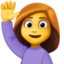 WOMAN RAISING HAND emoji in Facebook's design style - Unicode 1F64B-200D-2640-FE0F