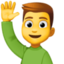 MAN RAISING HAND emoji in Facebook's design style - Unicode 1F64B-200D-2642-FE0F