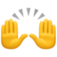 PERSON RAISING BOTH HANDS IN CELEBRATION emoji in Facebook's design style - Unicode 1F64C