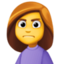 WOMAN FROWNING emoji in Facebook's design style - Unicode 1F64D-200D-2640-FE0F