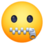 ZIPPER-MOUTH FACE emoji in Facebook's design style - Unicode 1F910