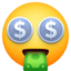 MONEY-MOUTH FACE emoji in Facebook's design style - Unicode 1F911