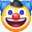 CLOWN FACE emoji in Facebook's design style - Unicode 1F921