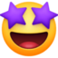 GRINNING FACE WITH STAR EYES emoji in Facebook's design style - Unicode 1F929