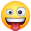 GRINNING FACE WITH ONE LARGE AND ONE SMALL EYE emoji in Facebook's design style - Unicode 1F92A