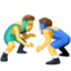 MEN WRESTLING emoji in Facebook's design style - Unicode 1F93C-200D-2642-FE0F