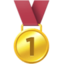 FIRST PLACE MEDAL emoji in Facebook's design style - Unicode 1F947