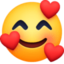 SMILING FACE WITH SMILING EYES AND THREE HEARTS emoji in Facebook's design style - Unicode 1F970