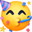 FACE WITH PARTY HORN AND PARTY HAT emoji in Facebook's design style - Unicode 1F973