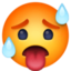 OVERHEATED FACE emoji in Facebook's design style - Unicode 1F975