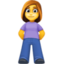 WOMAN STANDING emoji in Facebook's design style - Unicode 1F9CD-200D-2640-FE0F