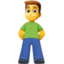 MAN STANDING emoji in Facebook's design style - Unicode 1F9CD-200D-2642-FE0F