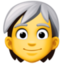 PERSON: WHITE HAIR emoji in Facebook's design style - Unicode 1F9D1-200D-1F9B3