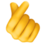 HAND WITH INDEX FINGER AND THUMB CROSSED emoji in Facebook's design style - Unicode 1FAF0