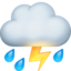 CLOUD WITH LIGHTNING AND RAIN emoji in Facebook's design style - Unicode 26C8-FE0F