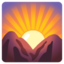 SUNRISE OVER MOUNTAINS emoji in Google's design style - Unicode 1F304