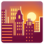 SUNSET OVER BUILDINGS emoji in Google's design style - Unicode 1F307