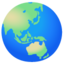 EARTH GLOBE ASIA-AUSTRALIA emoji in Google's design style - Unicode 1F30F