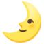 FIRST QUARTER MOON WITH FACE emoji in Google's design style - Unicode 1F31B