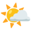 SUN BEHIND SMALL CLOUD emoji in Google's design style - Unicode 1F324-FE0F