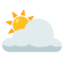 SUN BEHIND LARGE CLOUD emoji in Google's design style - Unicode 1F325-FE0F