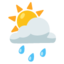 SUN BEHIND RAIN CLOUD emoji in Google's design style - Unicode 1F326-FE0F