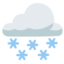 CLOUD WITH SNOW emoji in Google's design style - Unicode 1F328-FE0F