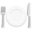 FORK AND KNIFE WITH PLATE emoji in Google's design style - Unicode 1F37D-FE0F