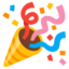 PARTY POPPER emoji in Google's design style - Unicode 1F389