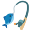 FISHING POLE AND FISH emoji in Google's design style - Unicode 1F3A3