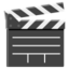 CLAPPER BOARD emoji in Google's design style - Unicode 1F3AC