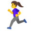 WOMAN RUNNING emoji in Google's design style - Unicode 1F3C3-200D-2640-FE0F