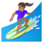 WOMAN SURFING emoji with medium skin tone skin tone