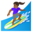 WOMAN SURFING emoji with medium-dark skin tone skin tone