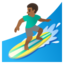 MAN SURFING emoji with medium-dark skin tone skin tone