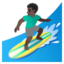 MAN SURFING emoji with dark skin tone skin tone