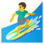 MAN SURFING emoji in Google's design style - Unicode 1F3C4-200D-2642-FE0F