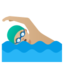 MAN SWIMMING emoji with medium-light skin tone skin tone