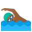 MAN SWIMMING emoji with medium-dark skin tone skin tone