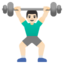 MAN LIFTING WEIGHTS emoji with light skin tone skin tone