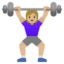 WOMAN LIFTING WEIGHTS emoji with medium-light skin tone skin tone