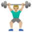 MAN LIFTING WEIGHTS emoji with medium-light skin tone skin tone