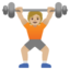 PERSON LIFTING WEIGHTS emoji with medium-light skin tone skin tone