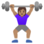 WOMAN LIFTING WEIGHTS emoji with medium skin tone skin tone