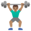 MAN LIFTING WEIGHTS emoji with medium skin tone skin tone