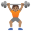 PERSON LIFTING WEIGHTS emoji with medium skin tone skin tone