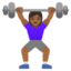 WOMAN LIFTING WEIGHTS emoji with medium-dark skin tone skin tone