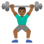 MAN LIFTING WEIGHTS emoji with medium-dark skin tone skin tone